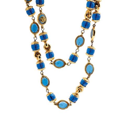 chanel necklace blue|chanel necklace for women.